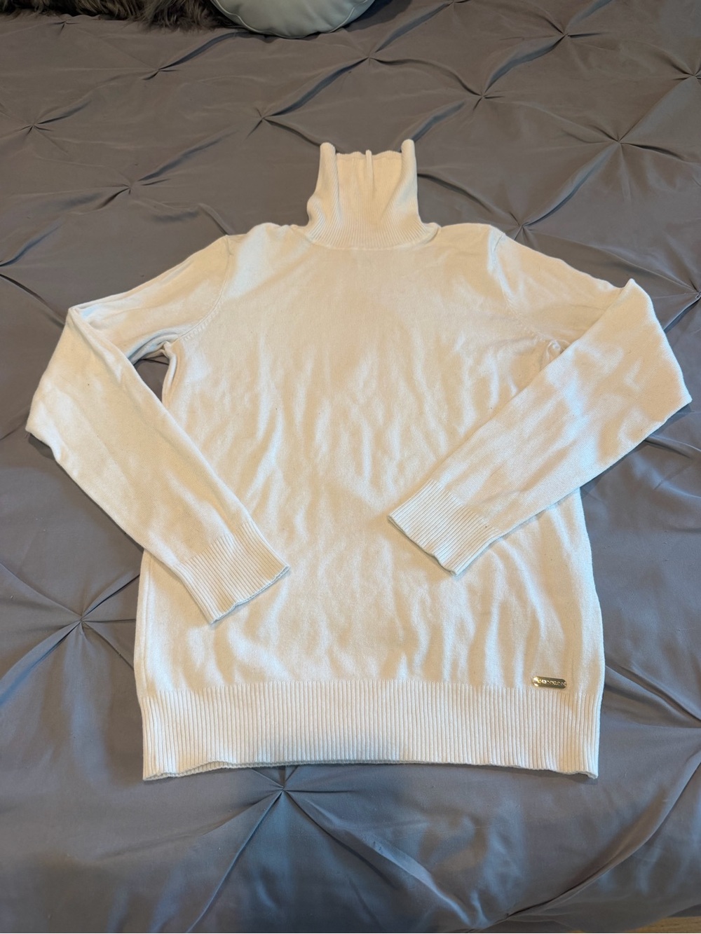 Calvin Klein Cream Ribbed Turtleneck Sweater